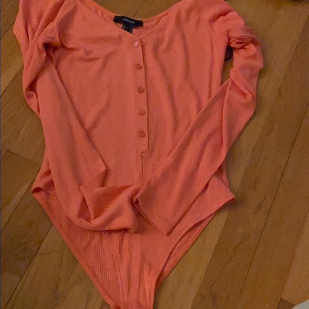Neon Orange Button Up Bodysuit